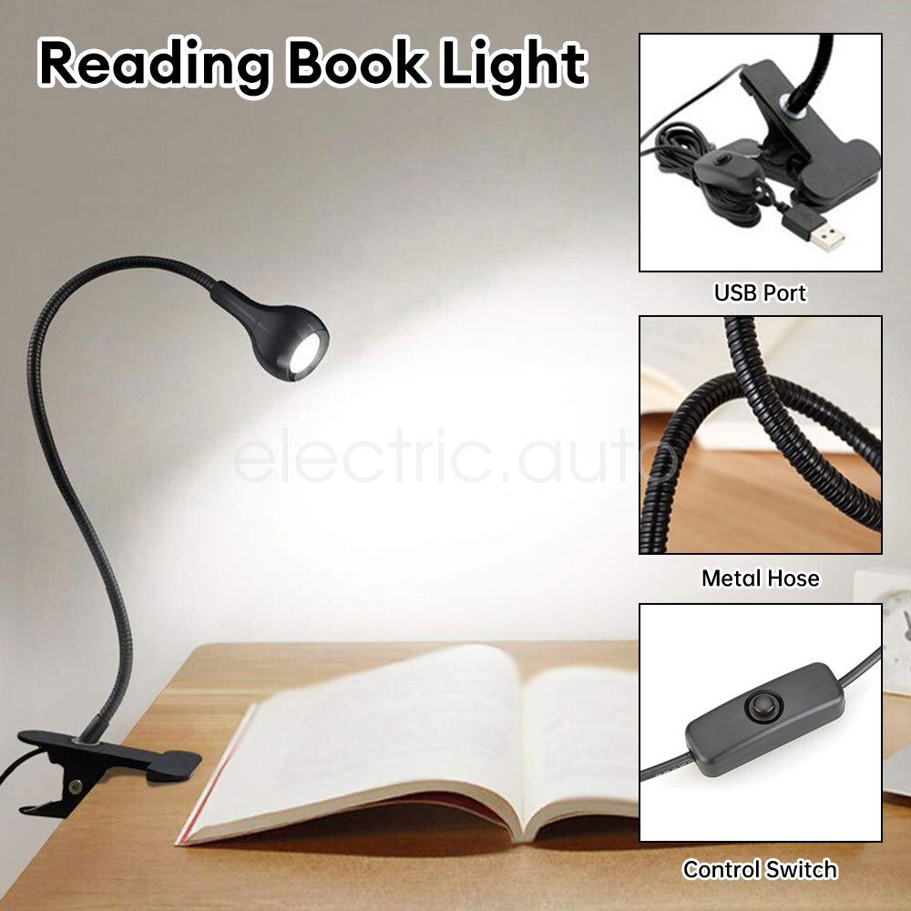 Flexible USB LED Reading Light for Laptop Bed Desk Table Clip-On Lamp