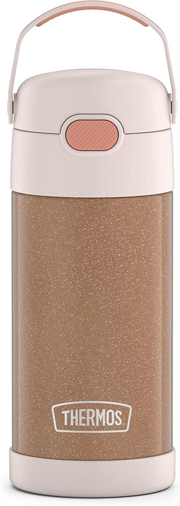 Rose Gold Glitter Kids Straw Water Bottle - 12oz Stainless Steel FUNTAINER
