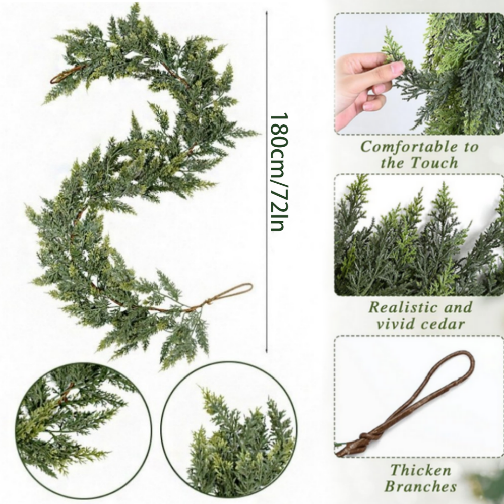 2 Pack 72-in Natural Cedar Wood Christmas Wreath with 20 Pinecones Christmas US