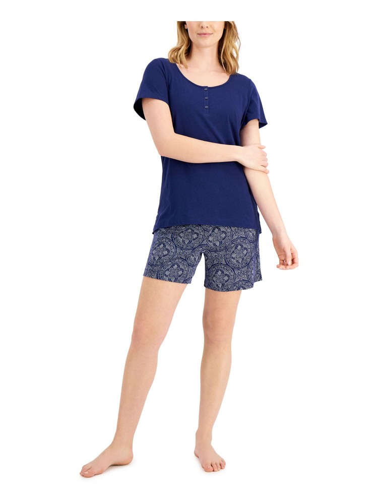 CHARTER CLUB Sets Navy Solid Short Sleeve Round Neck Everyday  Size S