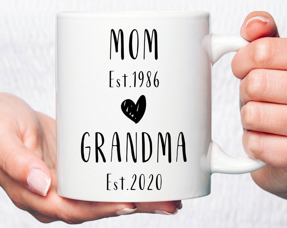 Mom To Grandma Reveal Coffee Mug Custom Date Pregnancy Announcement Mom Xmas