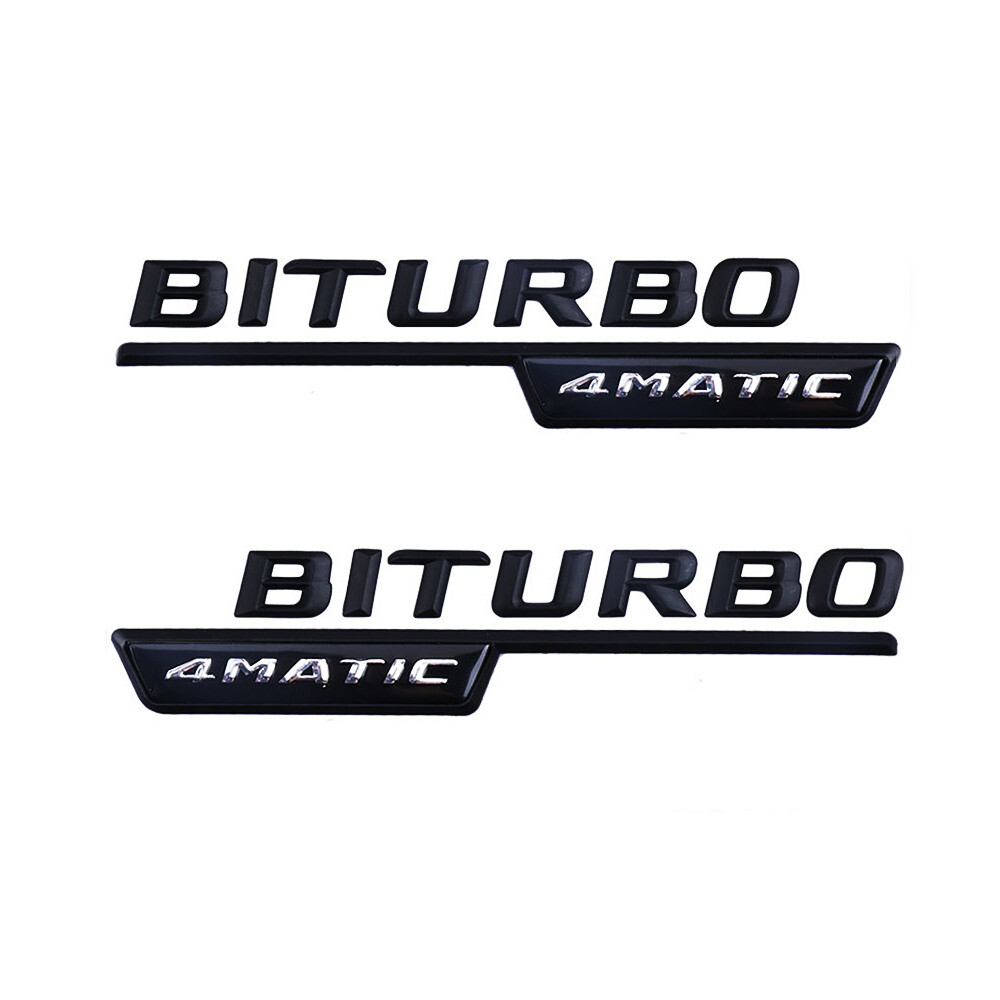 Black Biturbo 4 matic Emblem Side Vent Fender Badge For Mercedes-Benz C117 X117