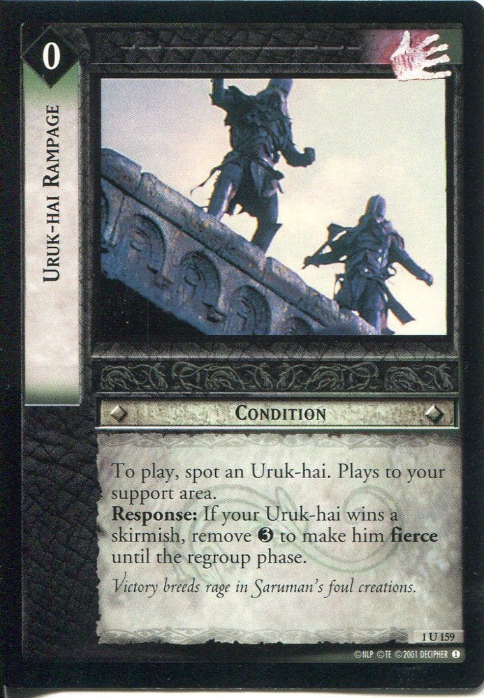Lord Of The Rings CCG FotR Card 1.U159 Uruk Hai Rampage