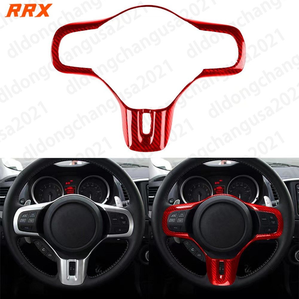 Red Dry Carbon Fiber Steering Wheel Cover for Mitsubishi Lancer EVO X