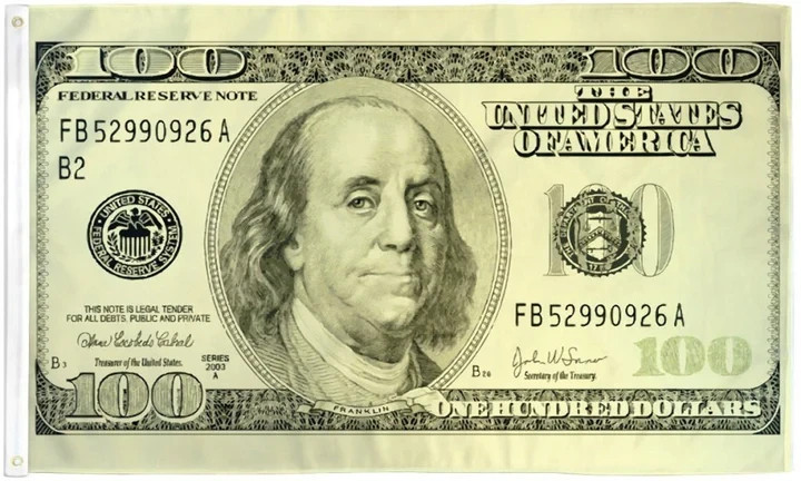 Hundred Dollars Flag 3x5ft Poly Money Dollar Novelty Dorm Room Flag