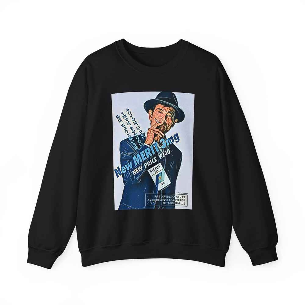 Merit Graphic Print Retro Ad Long Sleeve Unisex Heavy Blend™ Crewneck Sweatshirt