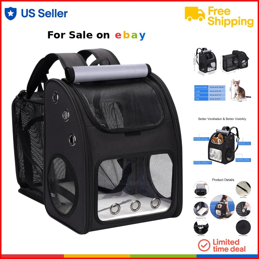 Expandable Ventilated Airline-Approved Pet Carrier Backpack for Cats and Dogs