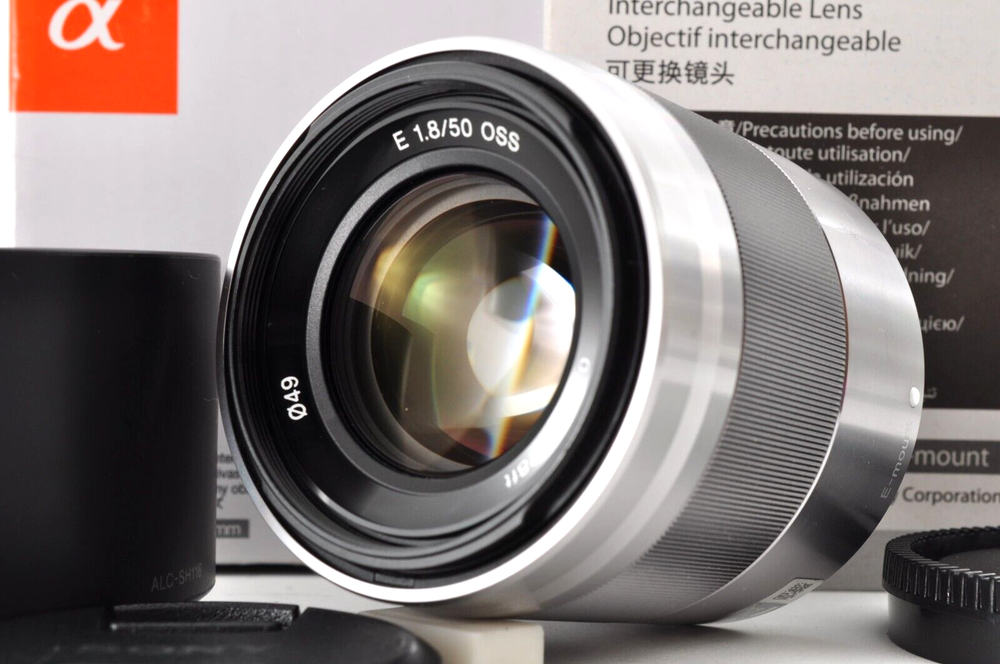 Sony E 50mm f1.8 OSS Silver Prime Lens for α A Mount with Box Japan Exc+5