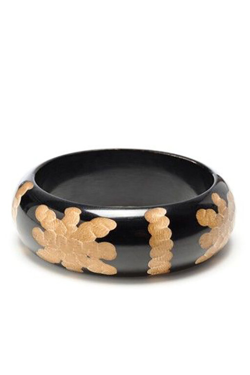 Amrita Singh Brown Tan Resin Etched Bangle Bracelet NWOT 98