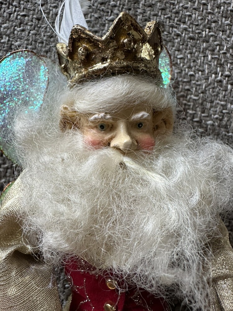Vintage Mark Roberts Fairy Santa Christmas 10” Velvet