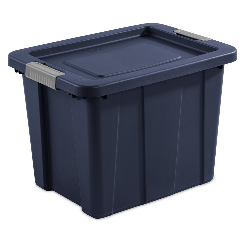 Sterilite 18 Gallon Dark Blue Latching Tuff1 Tote with Lid - Rugged Storage Bin