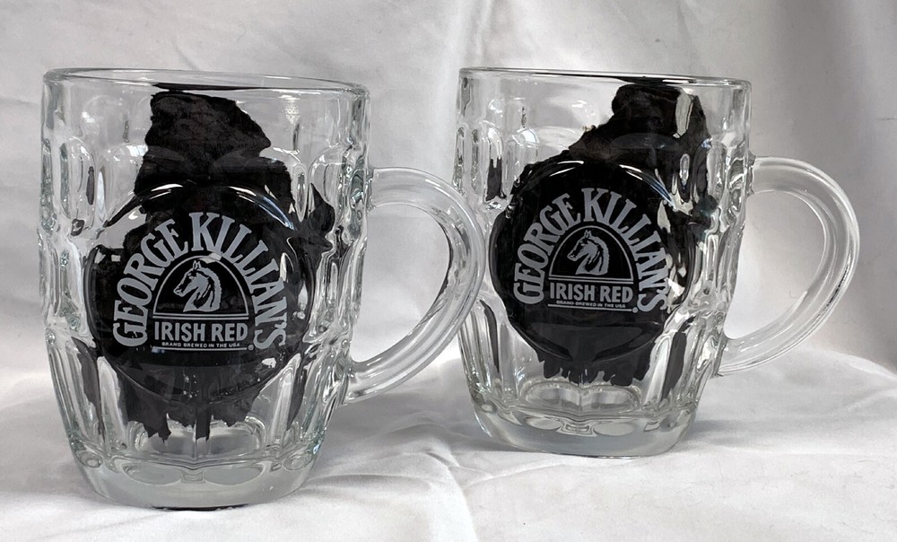 2 George KIllians Irish Red Beer Mugs Made in France 18 oz