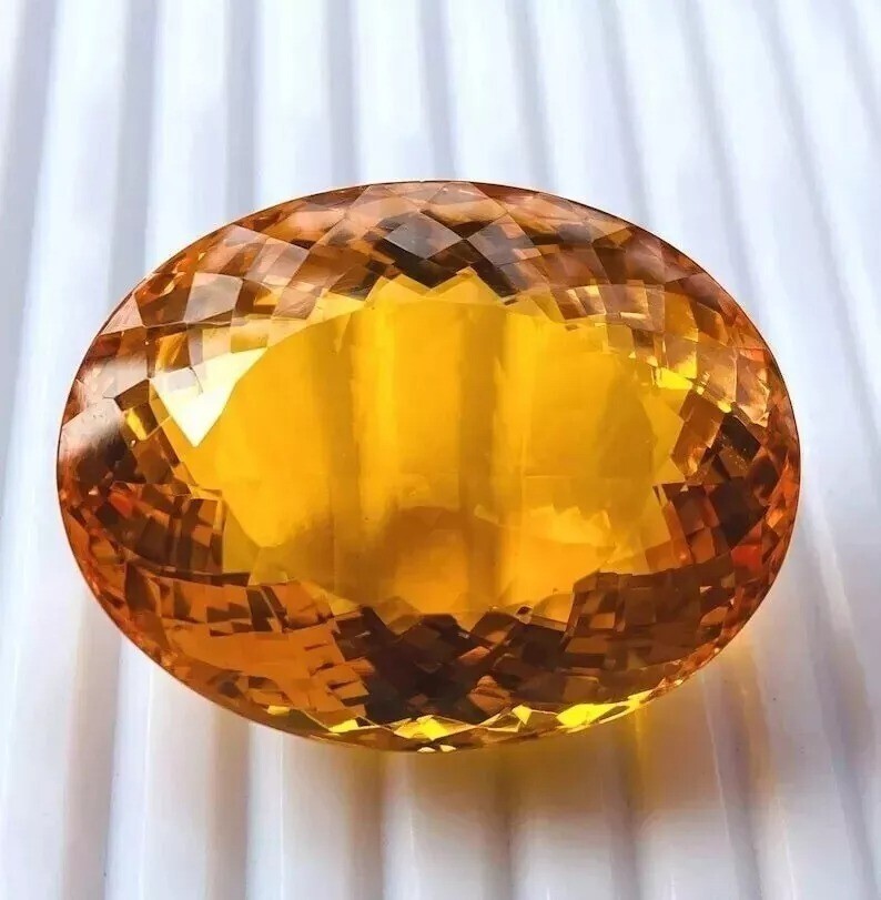 Natural Yellow Topaz Certified 200Ct+ Oval Cut Brazilian Loose Gemstone