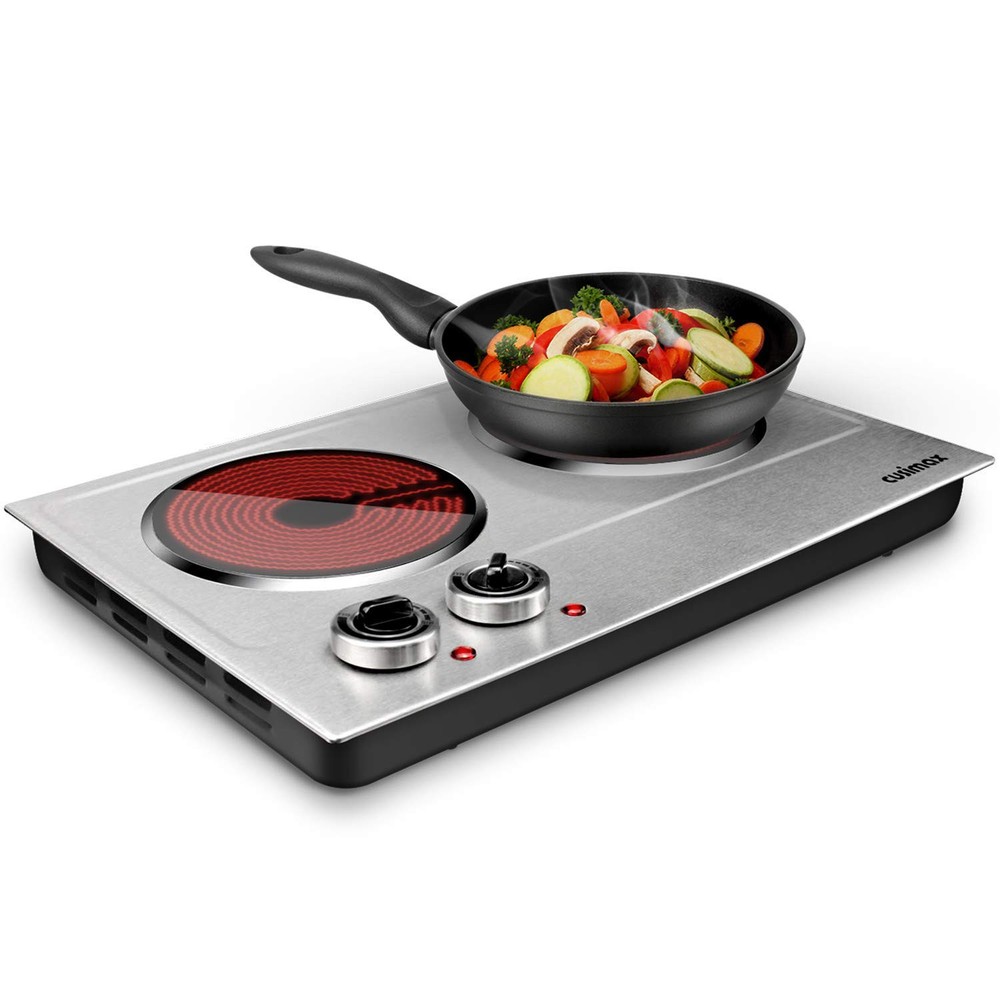 1800W Ceramic Infrared Cooktop with Dual Control for Fast Cooking