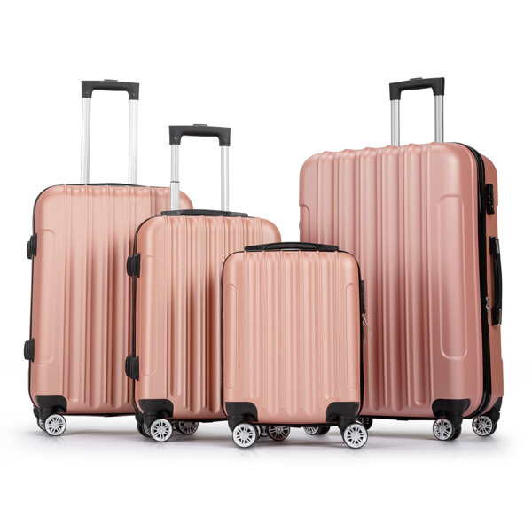 4*Luggage*Durable*Sets*Wheels*Lock,Rose Gold