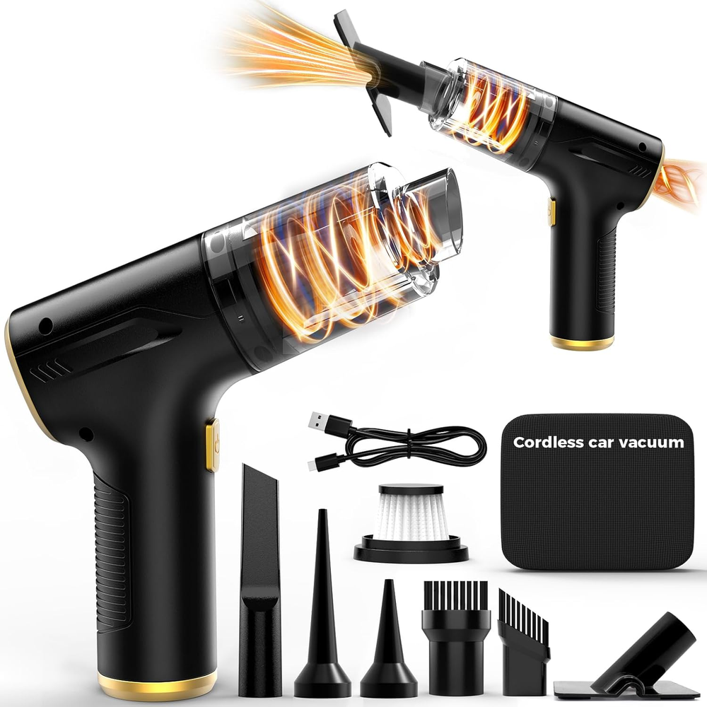 High Power 9000PA Cordless Car Vacuum Cleaner - 3-in-1 Portable for Car & Home
