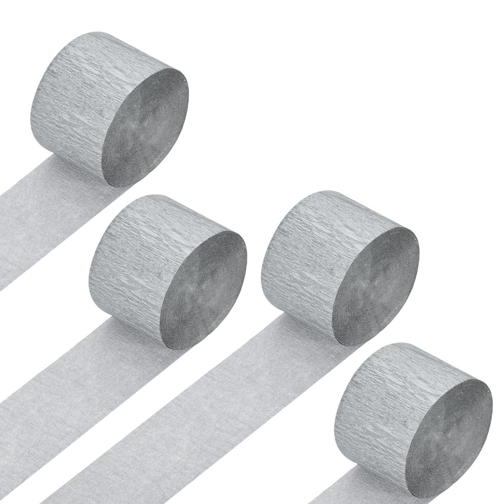 Silvery Paper Streamers 1.8x82ft 4 Rolls for Party Decorations  