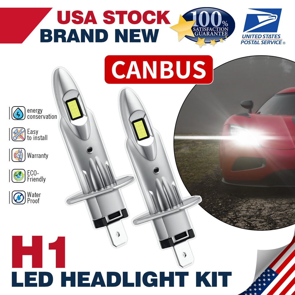 2Pcs 100W H1 8000LM Car LED Headlight Super Bright Bulbs Kit White 6000K New