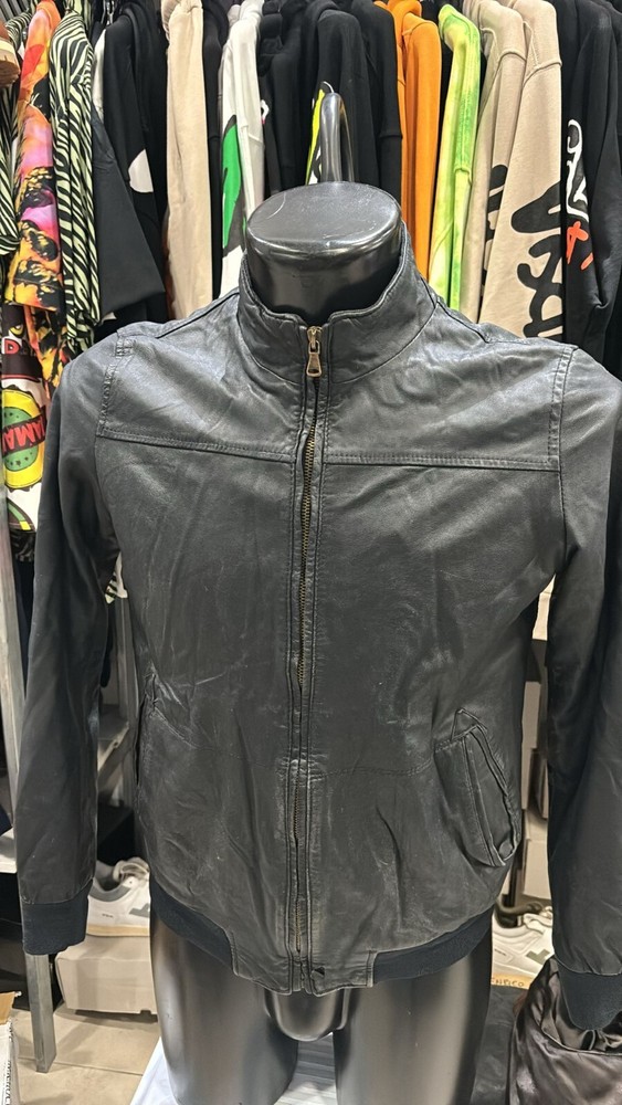 Vintage Emanuele Curci Dark Blue Leather Jacket for Men Size 52 LLD463