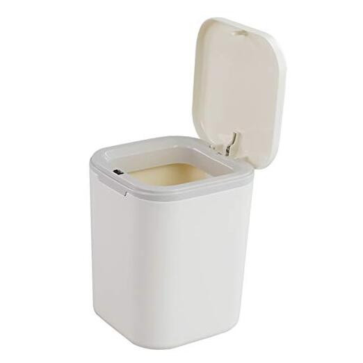 Compact 0.5 Gallon Plastic Push-Button Mini Trash Can for Desks, 2L Capacity