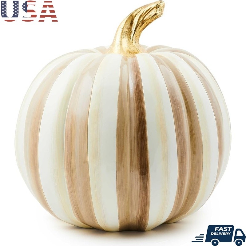 Hand-Painted Decorative Pumpkin Halloween Fall Tabletop Home Decor Gift New