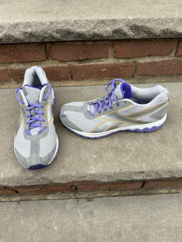 Womens Sz 10 Reebok Foam Fuel Techno J87322 Silver Purple Sneakers Shoes