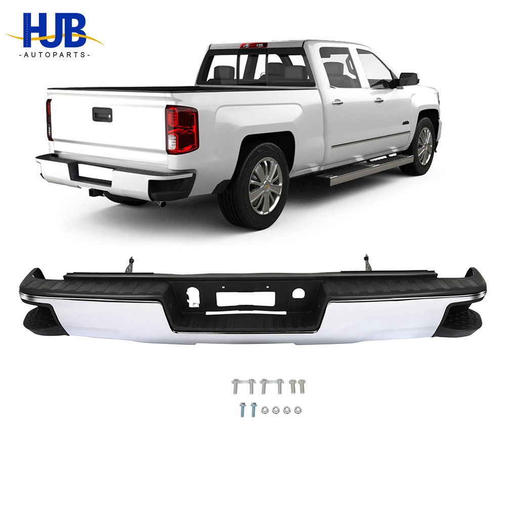 Chrome Rear Bumper Assembly W/O Park For 2014-18 Chevy Silverado GMC Sierra 1500