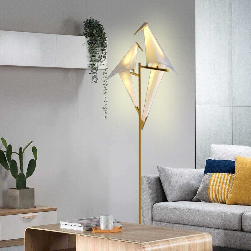 Modern LED Crane Bird Floor Lamp in Silver or Gold