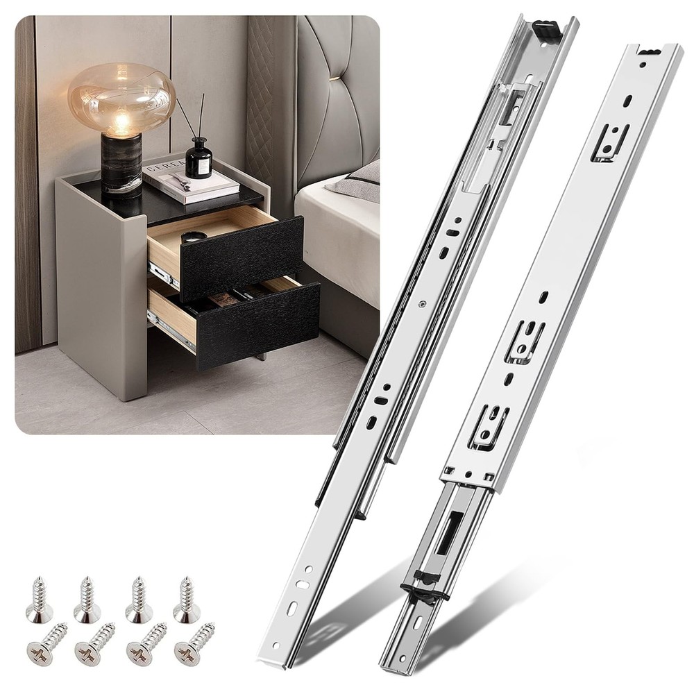 Heavy-Duty Full Extension Drawer Slides 10-22 Inch 100lb Capacity Side Mount Ball Bearing Glides-image