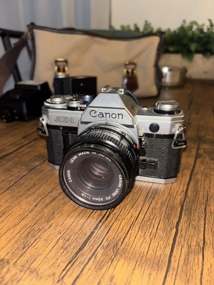 Canon AE-1 Program 35mm SLR Film Camera with 50mm Lens Kit, Tested and Working!