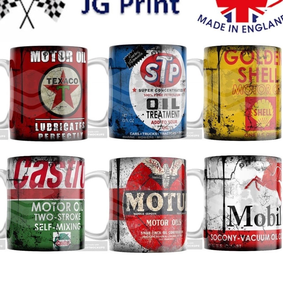 Oil Can 6 pack inspired Mug Gift - Motorsport Castrol Shell Texaco STP Motul