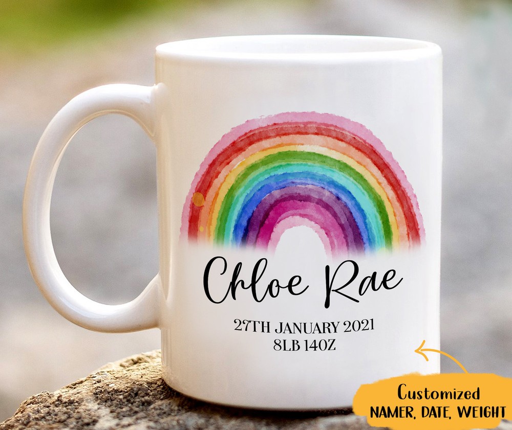 Personalized Rainbow Mug Welcome To The World Newborn Mug Baby Shower Gift New