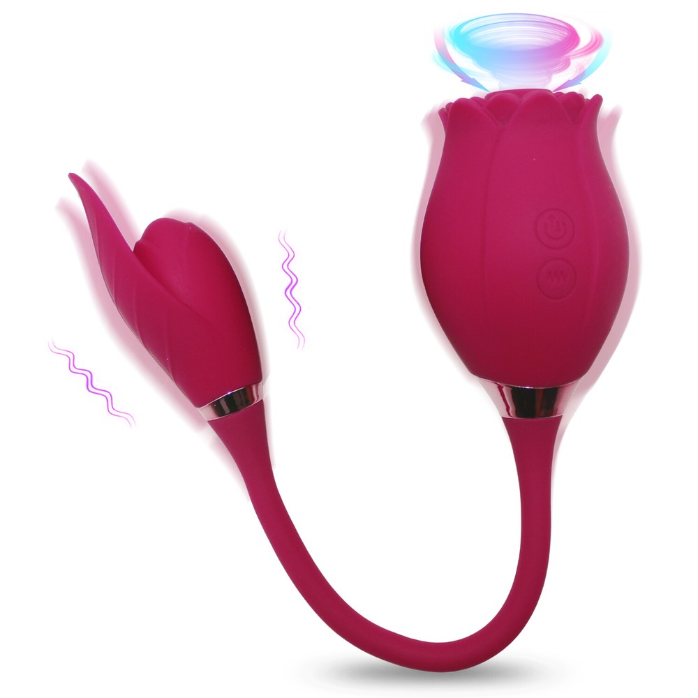 Double love rose vibrator with tongue licking for female pleasure  -image