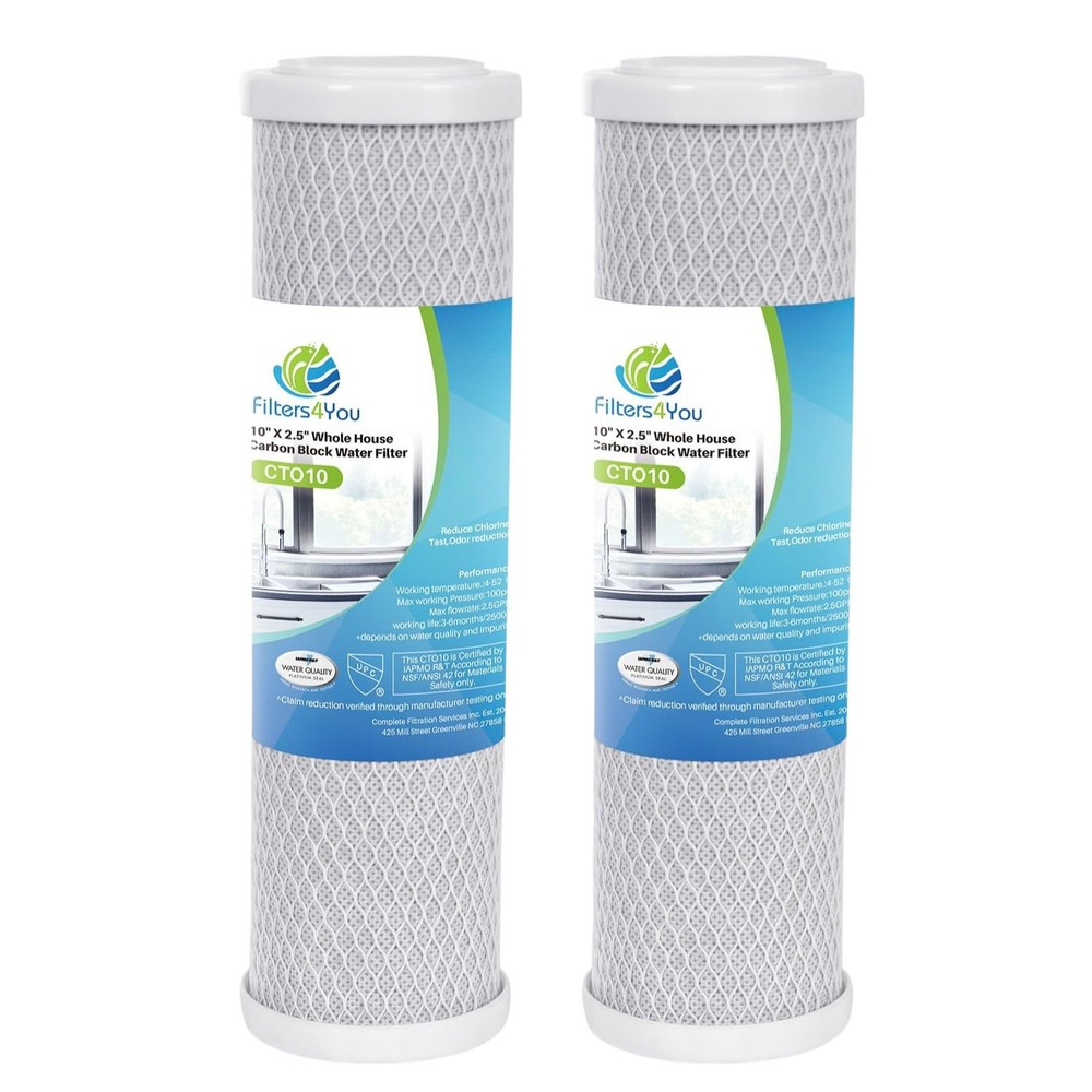 – 2 Pack Activated Carbon Block Water Filter Cartridges with WaterPur CCI-10-...