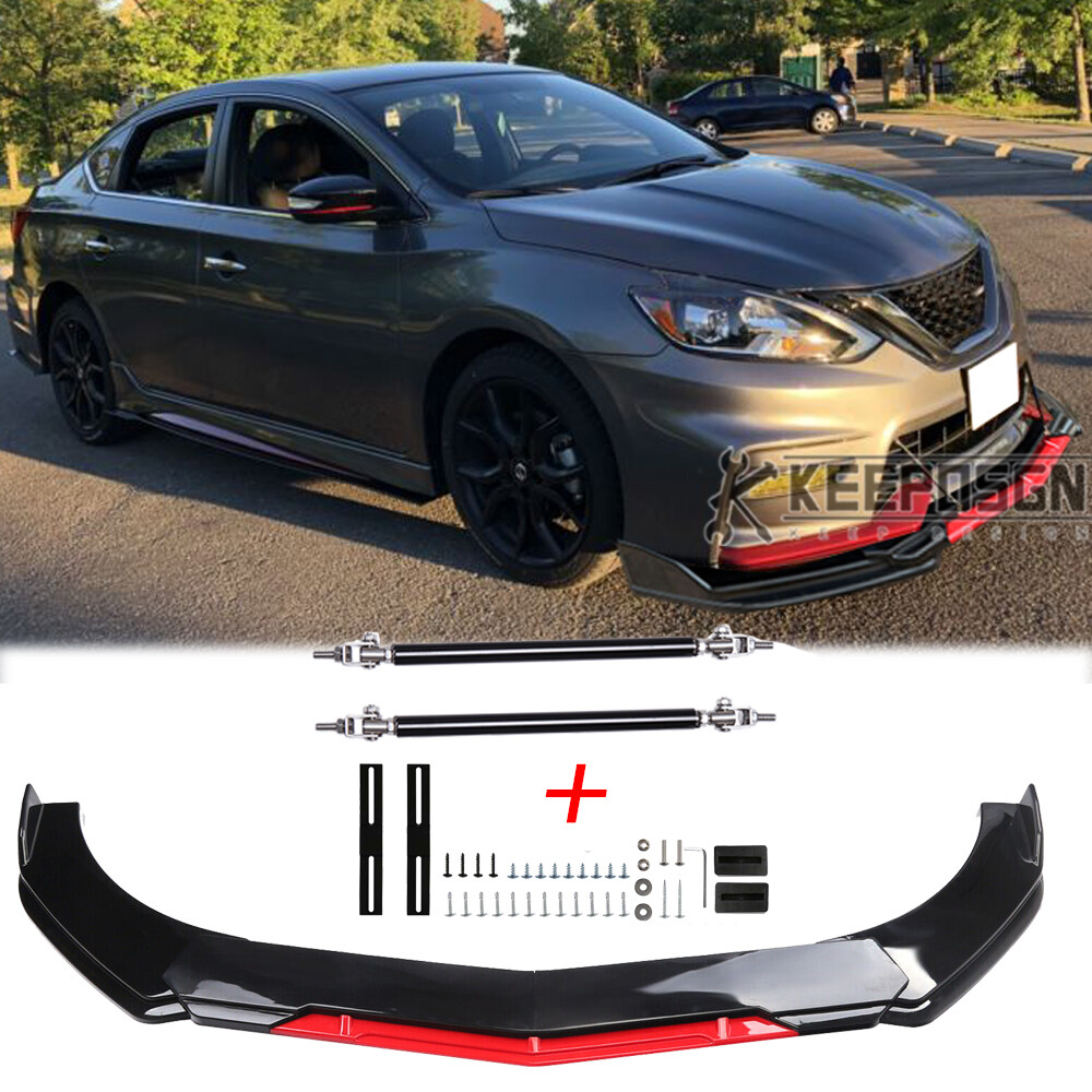 Front Bumper Lip Splitter Spoiler Body Kit Parts Gloss for Nissan Sentra SE DX S