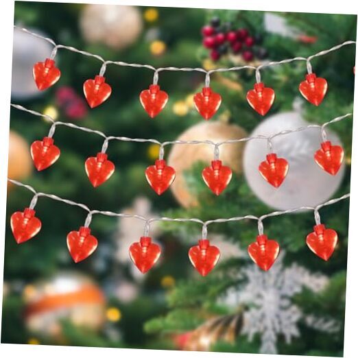 Red Heart String Lights, 9.8Ft 20LEDs Valentines Day Decorations String