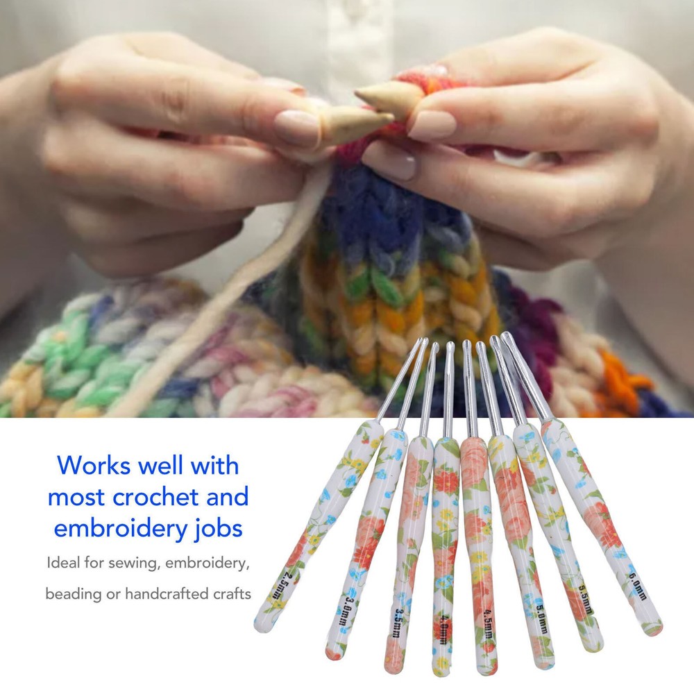 8pcs Colorful Aluminum Crochet Hook Set for DIY Handcraft