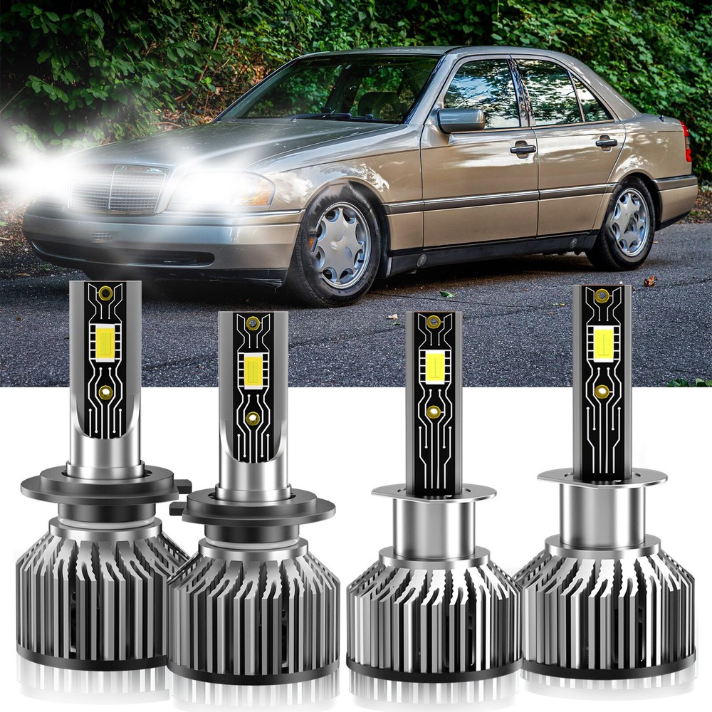 For Mercedes-Benz C280 1997-2000 H1 H7 LED Headlight Bright Bulbs Kit White
