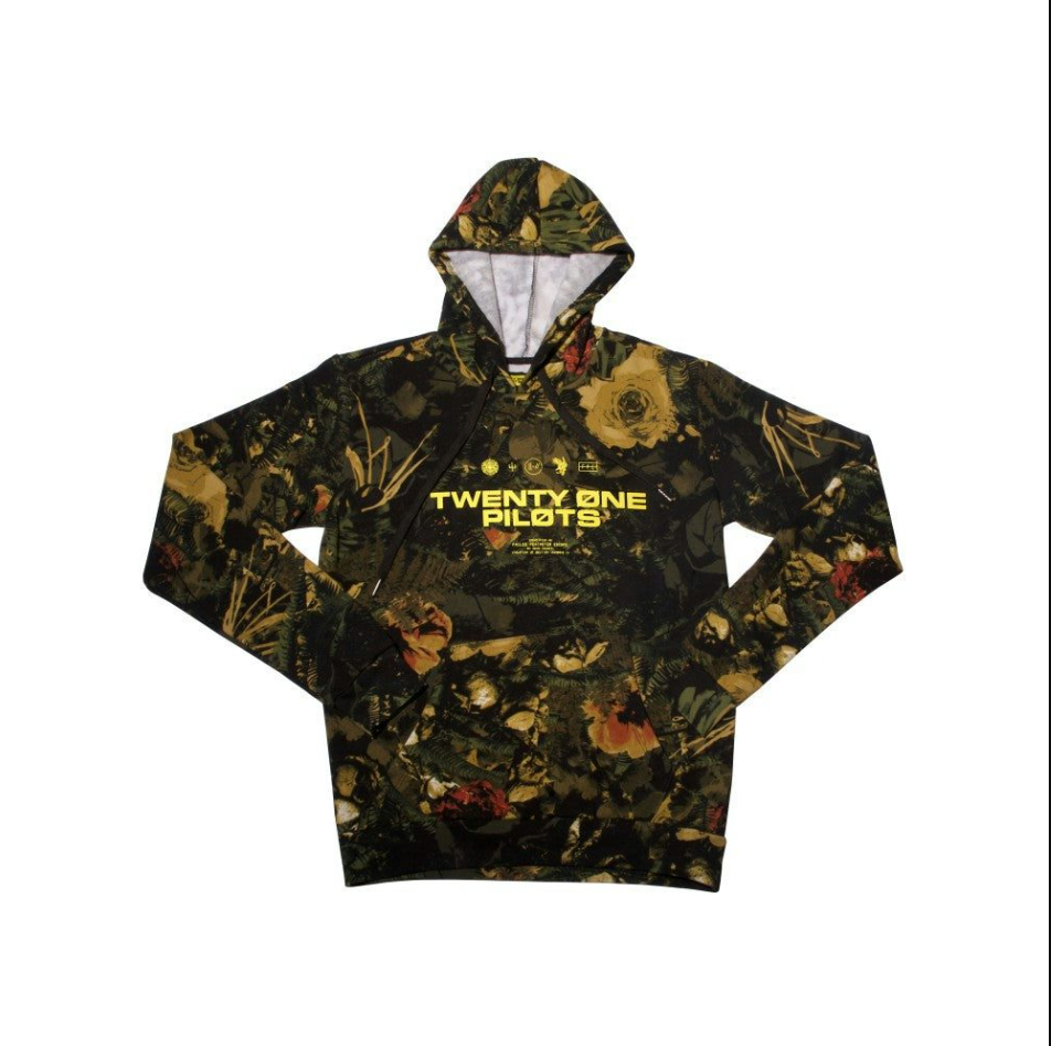 3d hoodie, Vtg Twenty One Pilots Trench Music Concert Show Floral Camo Hoodie