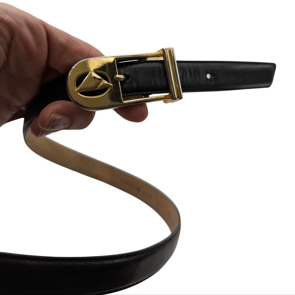 Vintage Liz Claiborne Black Fullgrain Semi Aniline Leather Belt Size M