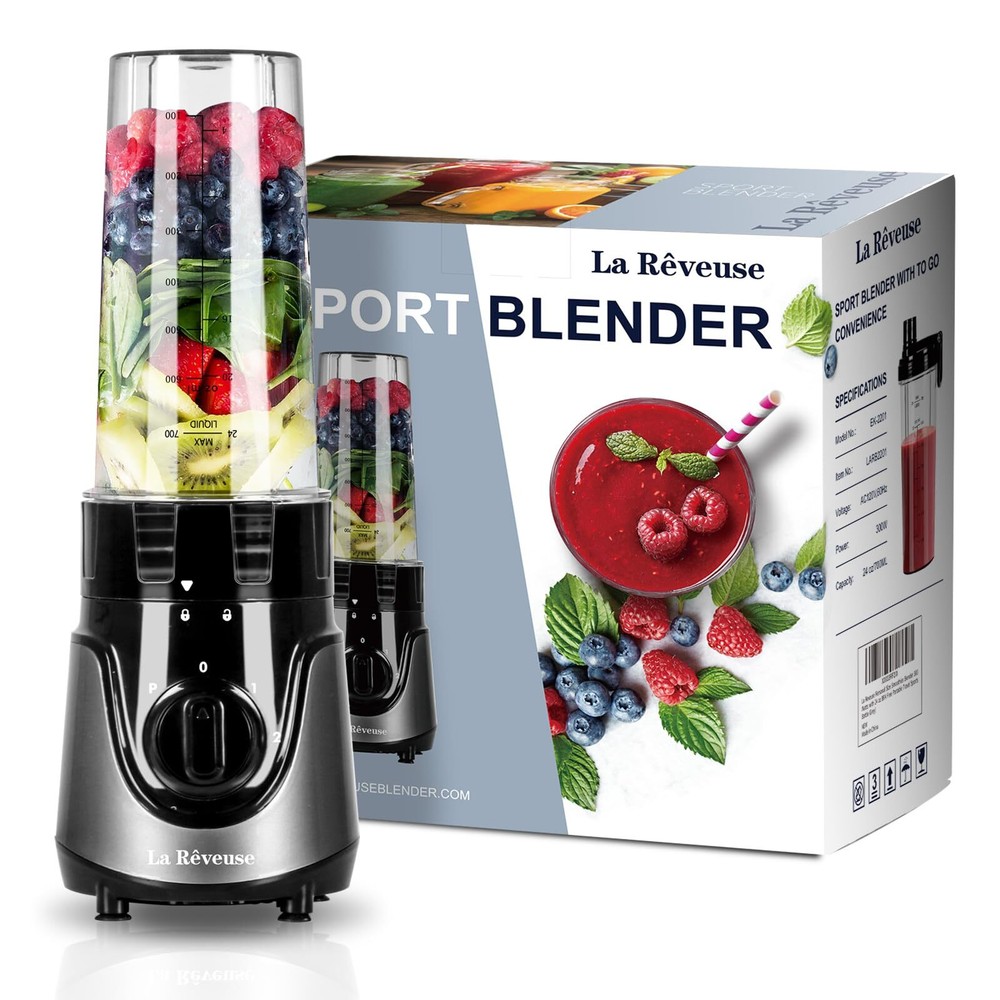 Compact 300W Personal Blender with 24oz BPA-Free Travel Cup for Smoothies On-The-Go