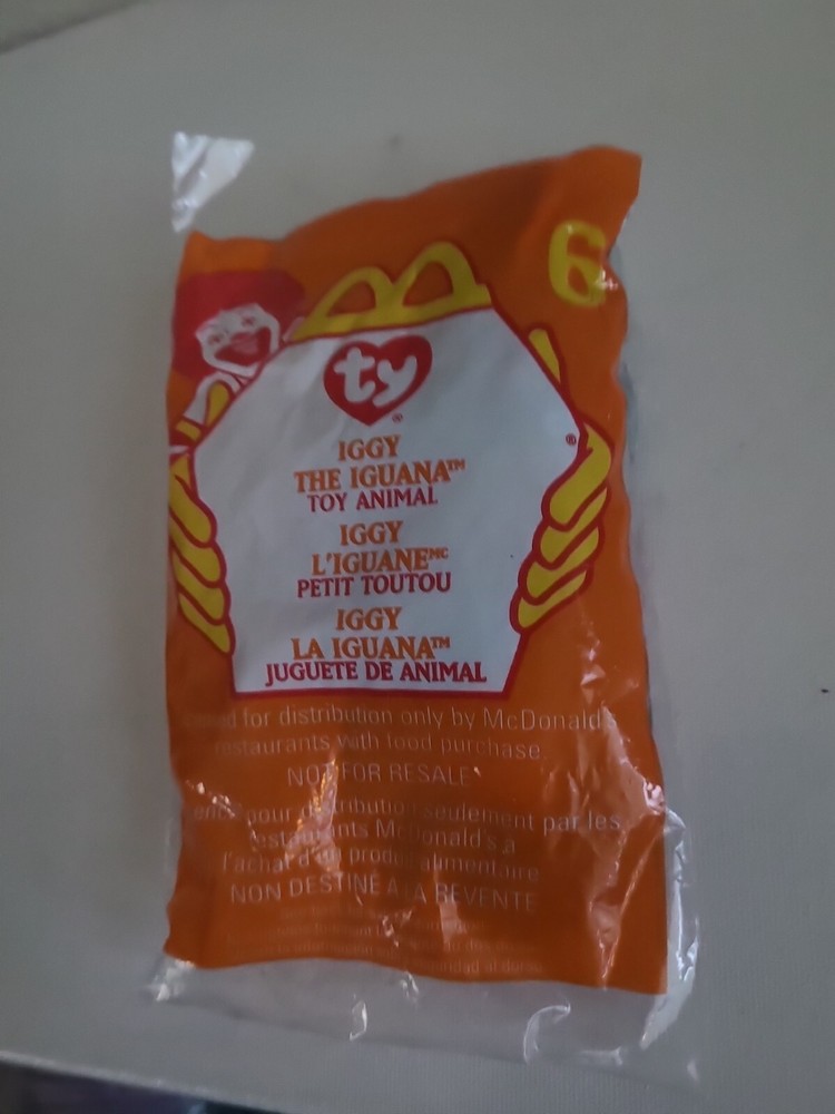 Beanie Baby McDonald's Happy Meal Mini Ty 1999 -Iggy the Iguana, Sealed Bag