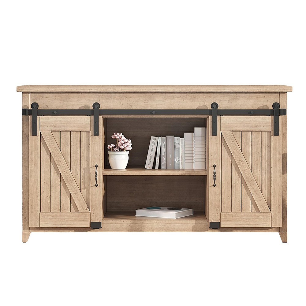 7FT Super Mini Sliding Barn Door Hardware Kit for Double Door Cabinet, Small ...