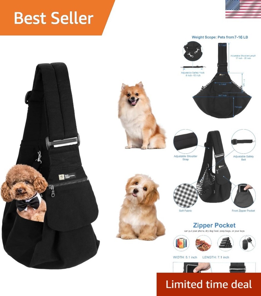 Luxury Adjustable Hands-Free Dog Sling Carrier for Small Pets Comfort & Style