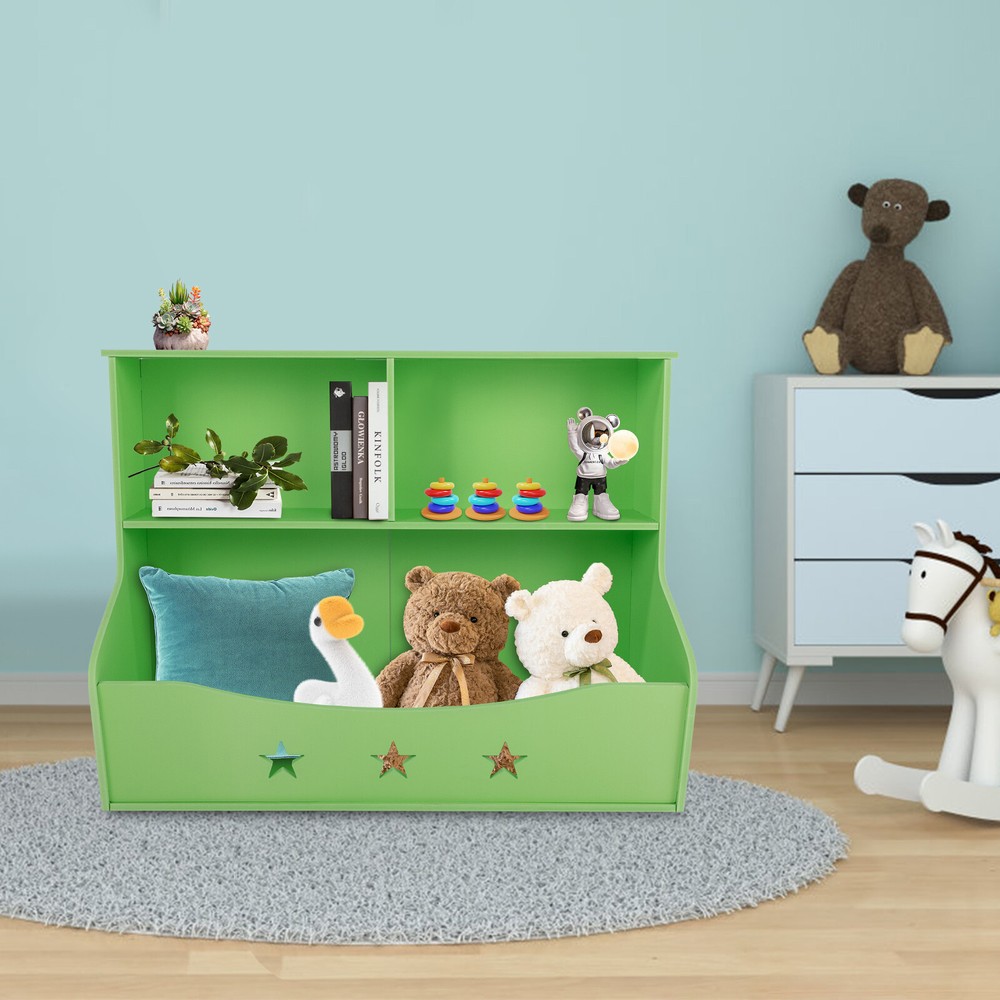2-Tier Kids Bookcase with Toy Storage and Organizer Cabinet