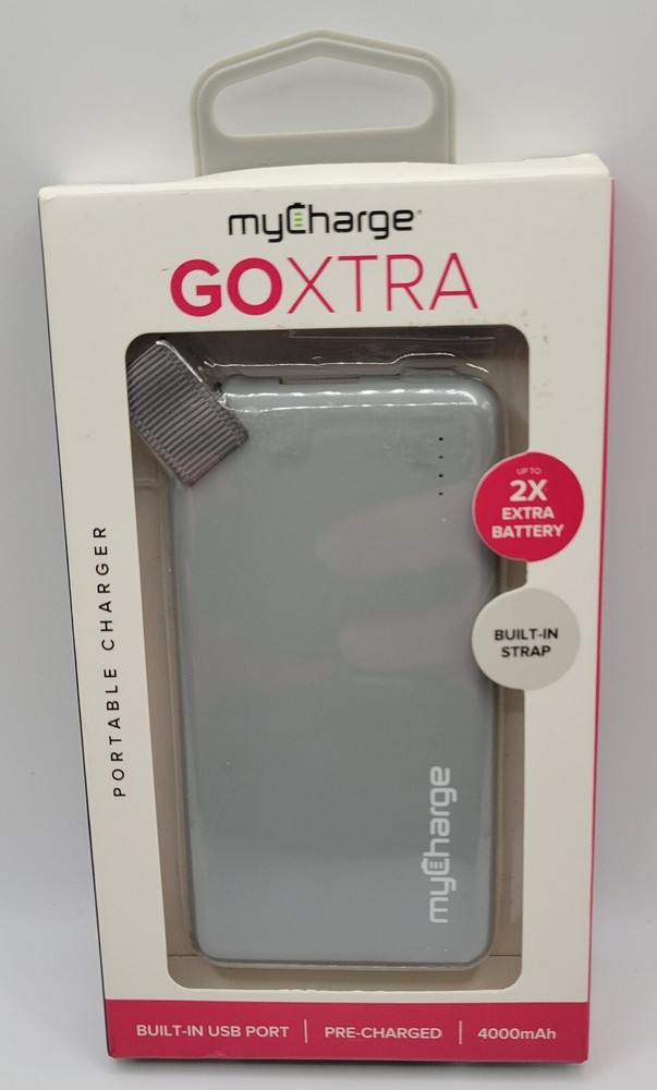myCharge GOXTRA Portable Charger 4000mAh with Built-In USB + Built-in Strap