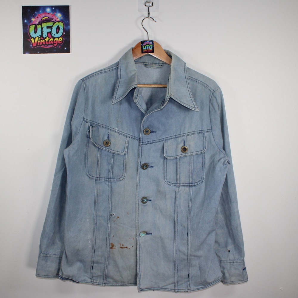 1970s West German Workwear Jacket - Men's UK 54 Large Blue Heavy Cotton Twill
