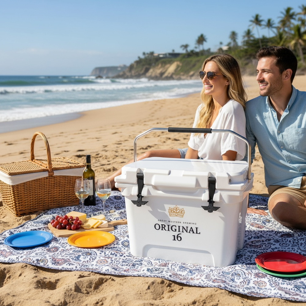 Seaside Premium Cooler - Heavy-Duty 21Qt Plastic Ice Box for Beach Picnics