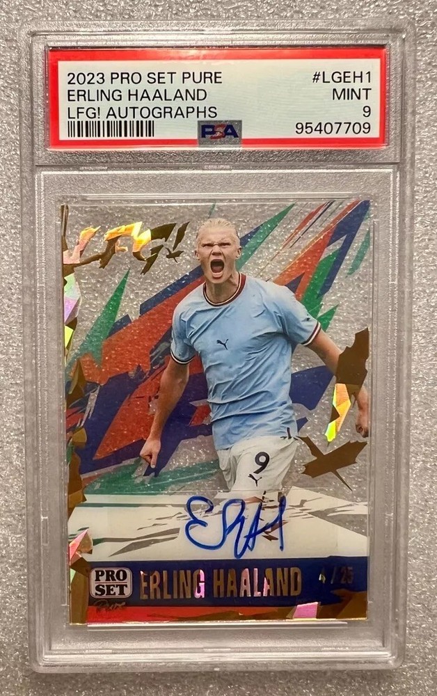 2023 Leaf Pro Set Pure LFG! Autographs Erling Haaland GOLD /25 AUTO PSA 9 MINT