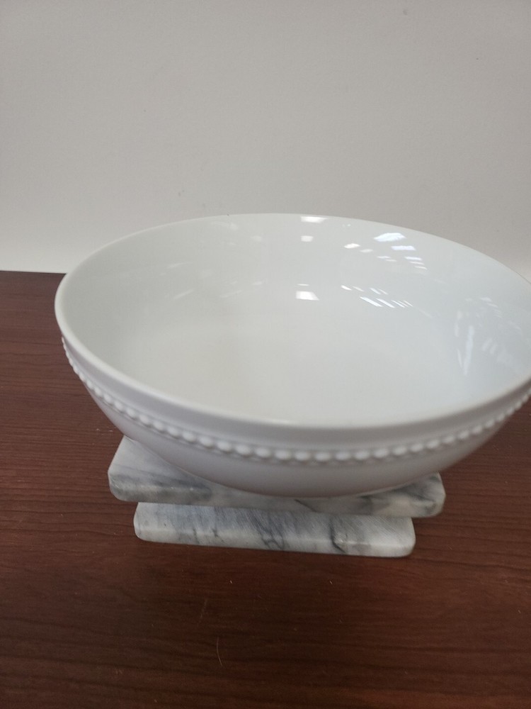 White Threshold Beaded Mixing Serving Bowl 40 Oz 8.75 Inch